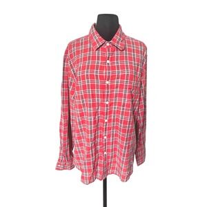 American Eagle Mens Super Soft Plaid Button‎ Up Shirt pink Large